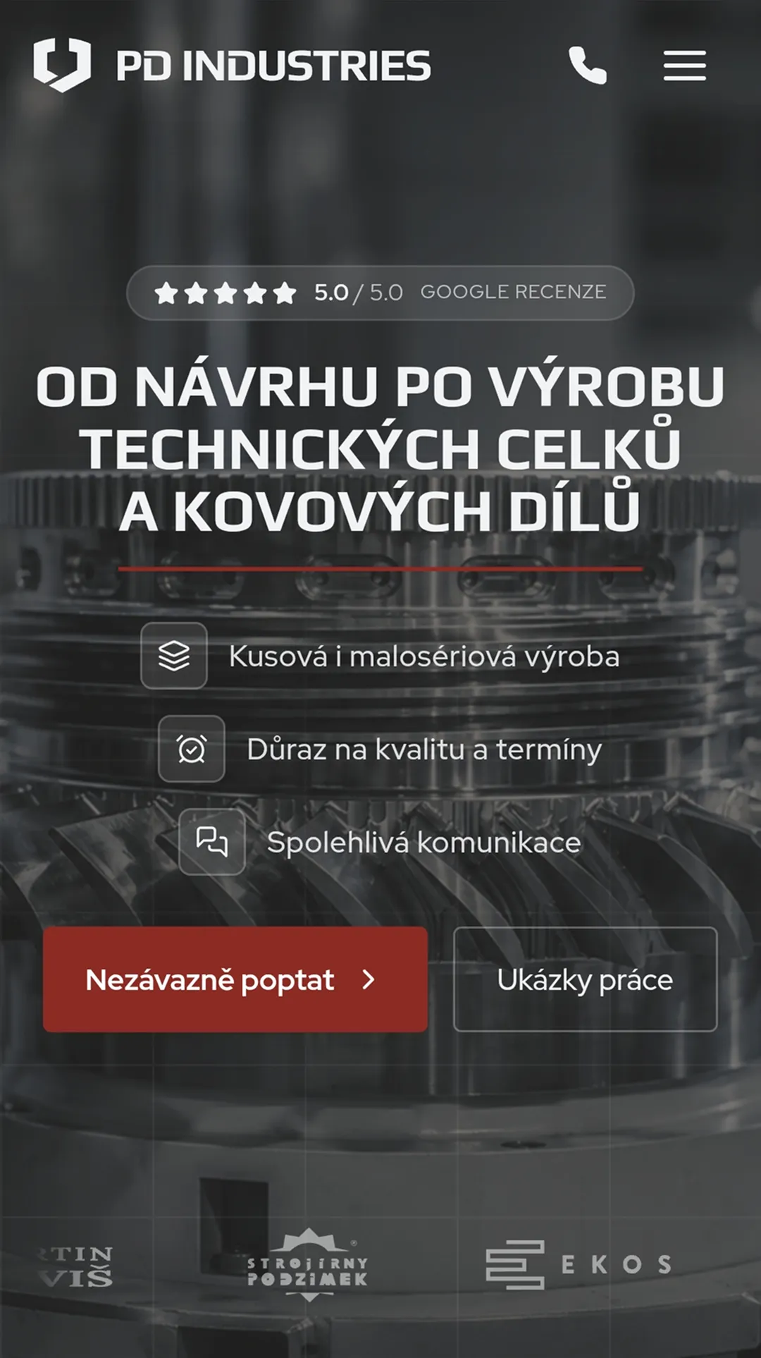 Mobile version of the PD Industries website