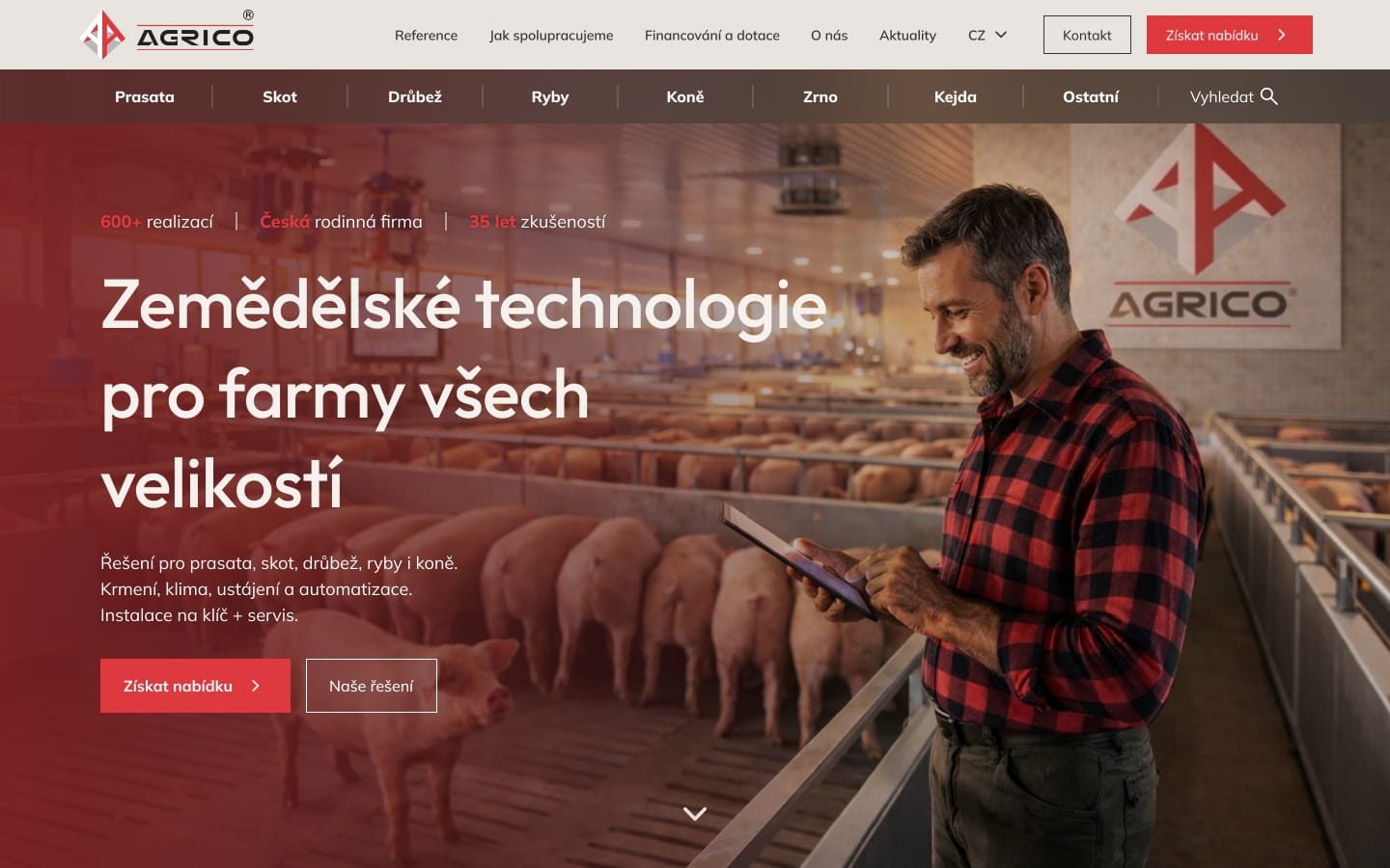 Homepage of the new AGRICO website